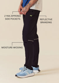 Men Zipper Pocket Workout Pants - Jet Black - 3