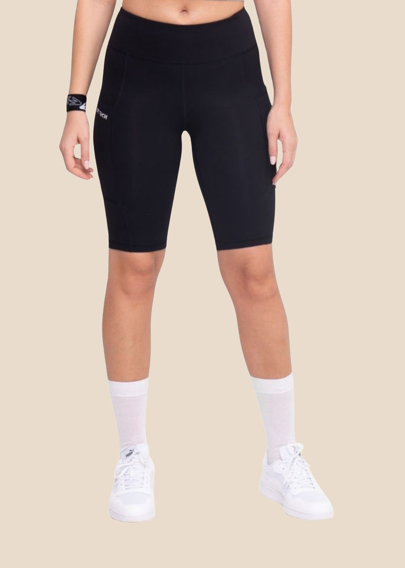 Women Dual Pocket Sports Shorts - Black