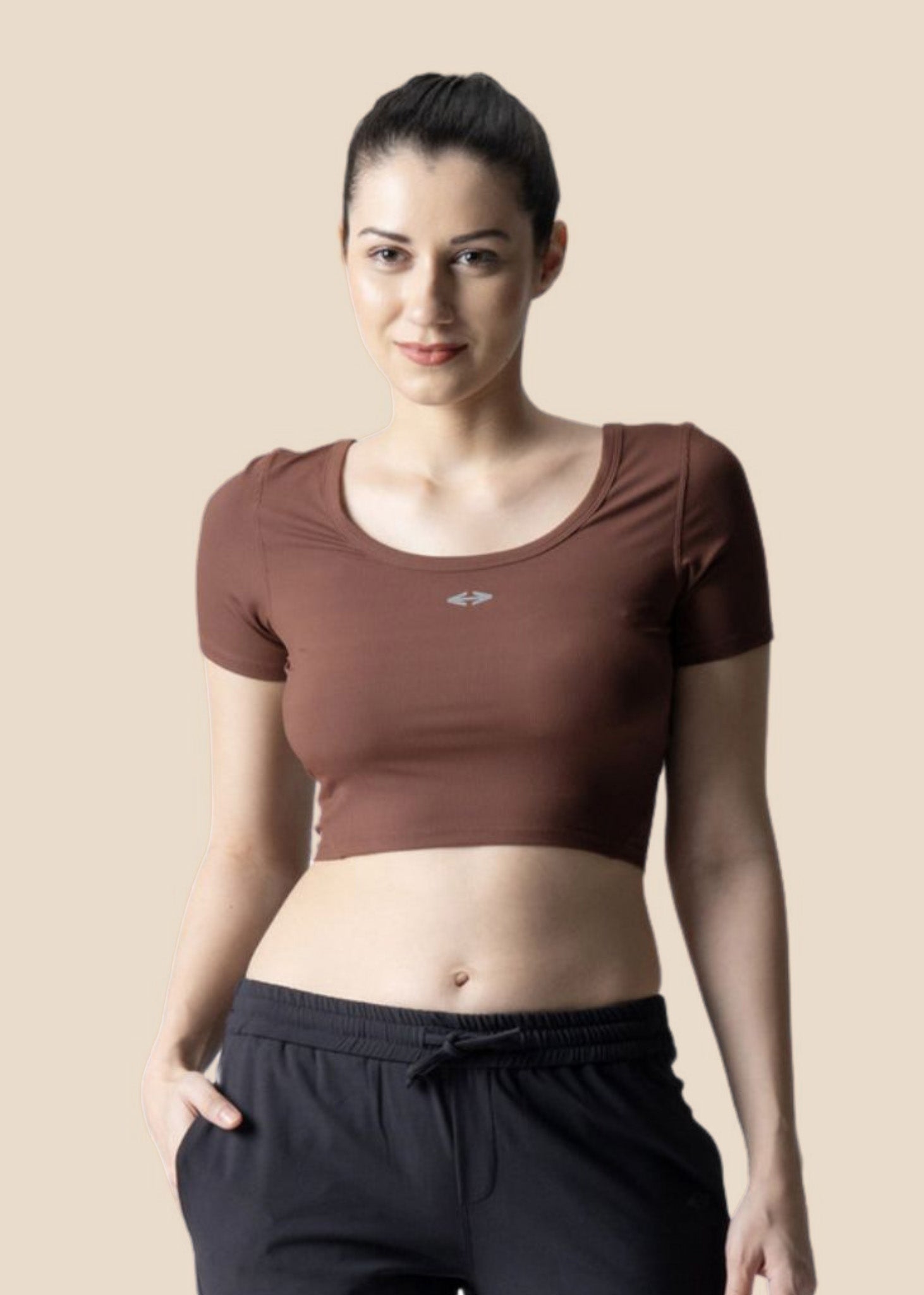 Everyday basic crop top - Brown - 1