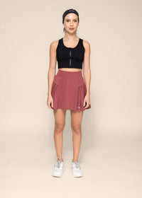 Women Pleated Skirt - Burnt Russet - 2