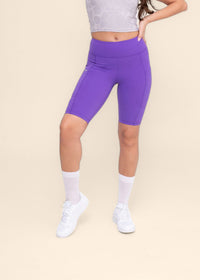 Women Dual Pocket Sports Shorts - Electric Violet - 1