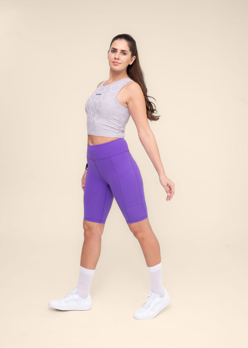 Women Dual Pocket Sports Shorts - Electric Violet