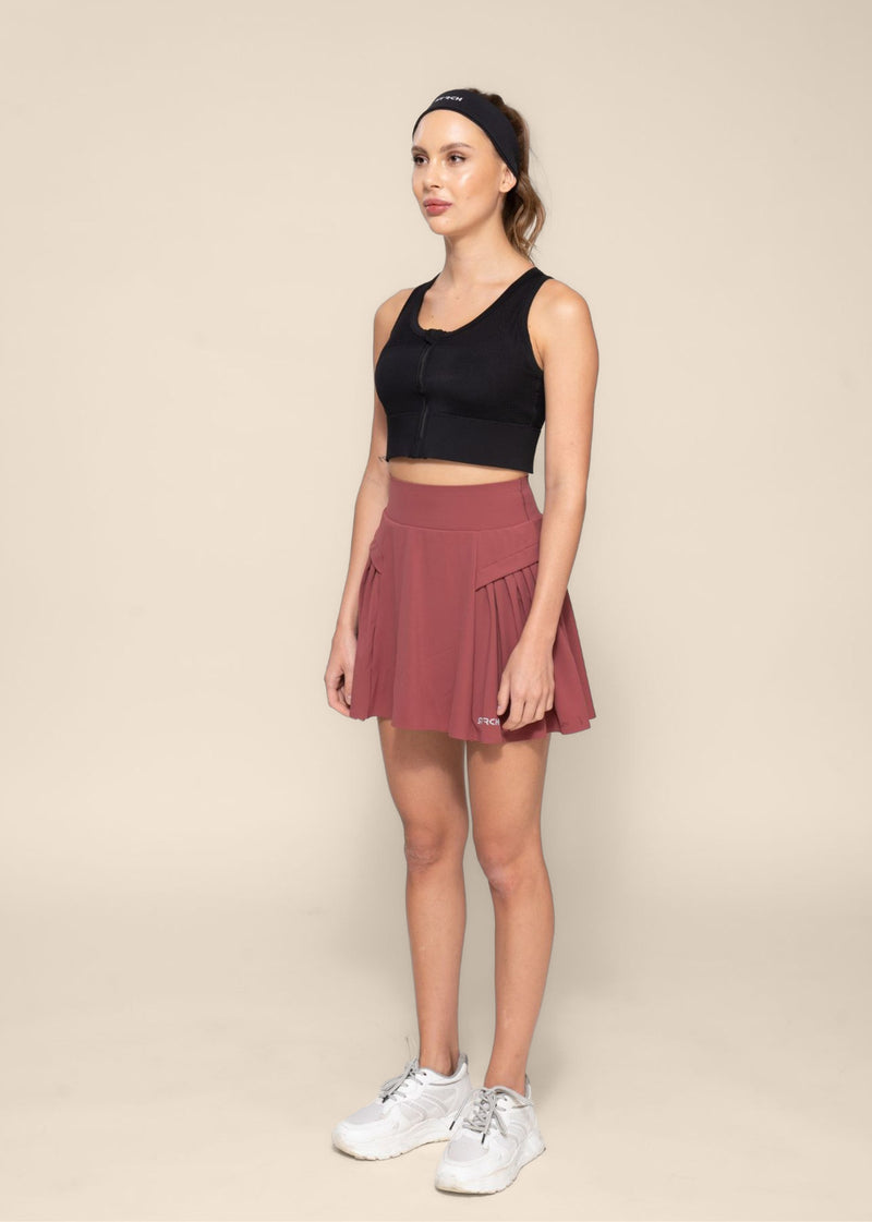 Women Pleated Skirt - Burnt Russet