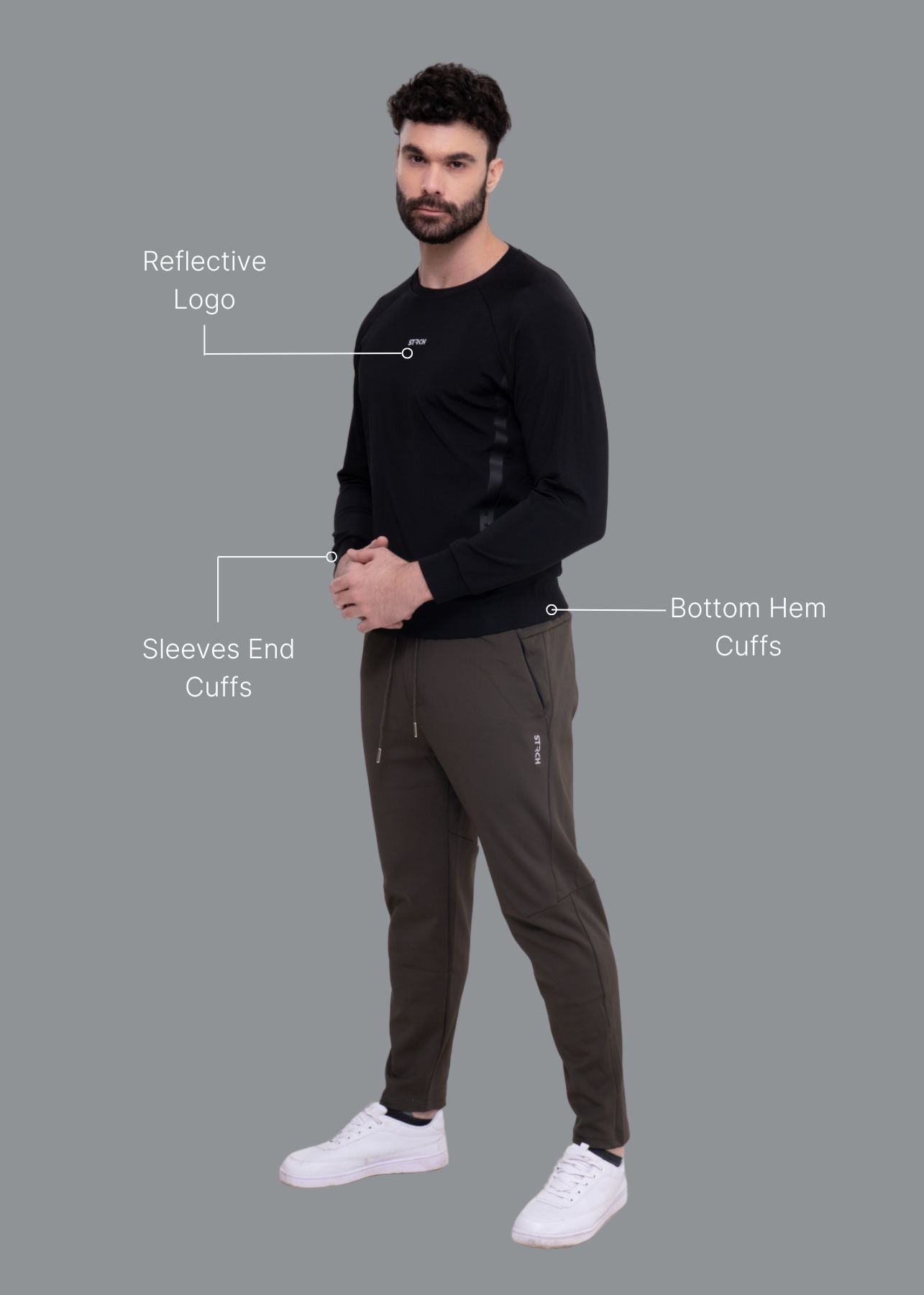 Men Reflective Logo Sweatshirt Black - 2