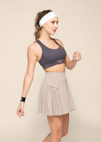 Women Pleated Skirt - Beige - 3