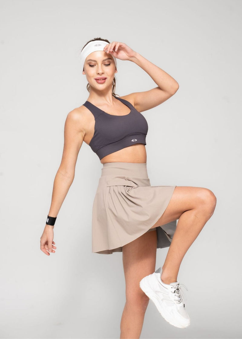 Women Pleated Skirt - Beige