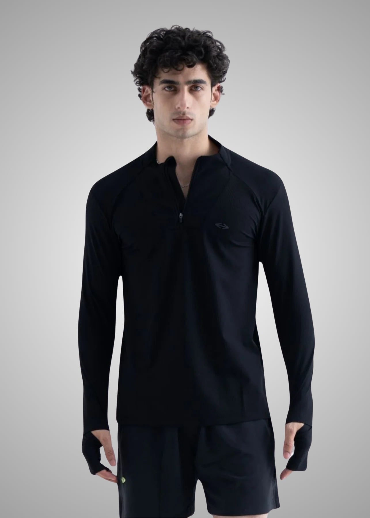 Men Half Zip Panel Jacket Black - 6