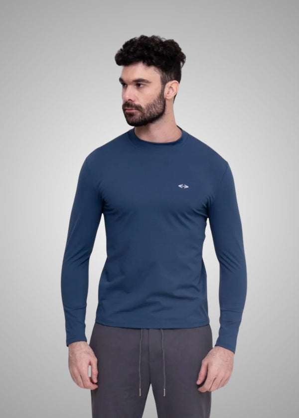 Men Gym Tshirt With Stand Collar Blue Wing Teal - 1