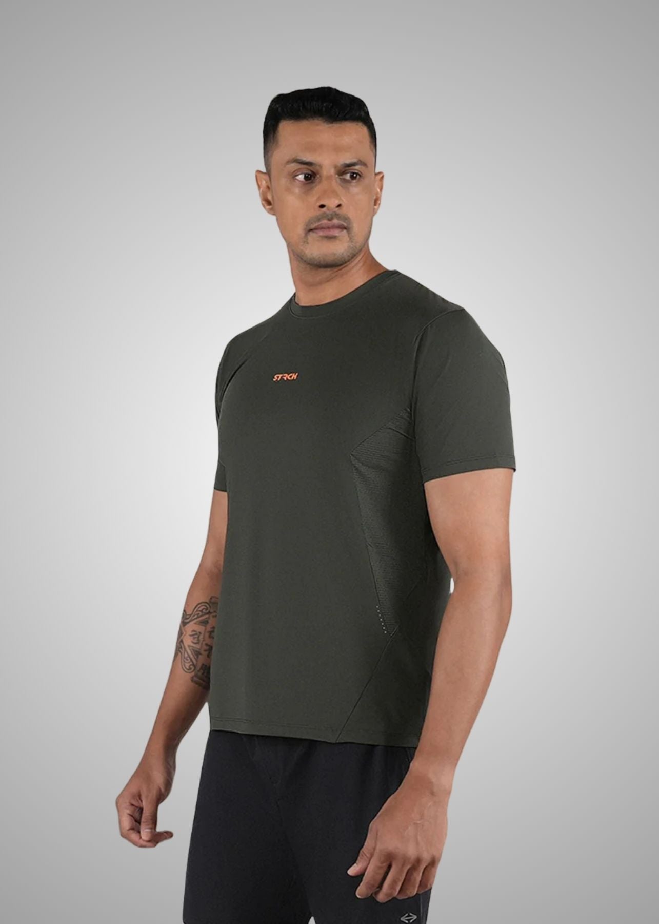 Men Breathable Mesh Panel Tshirt Army Green - 1