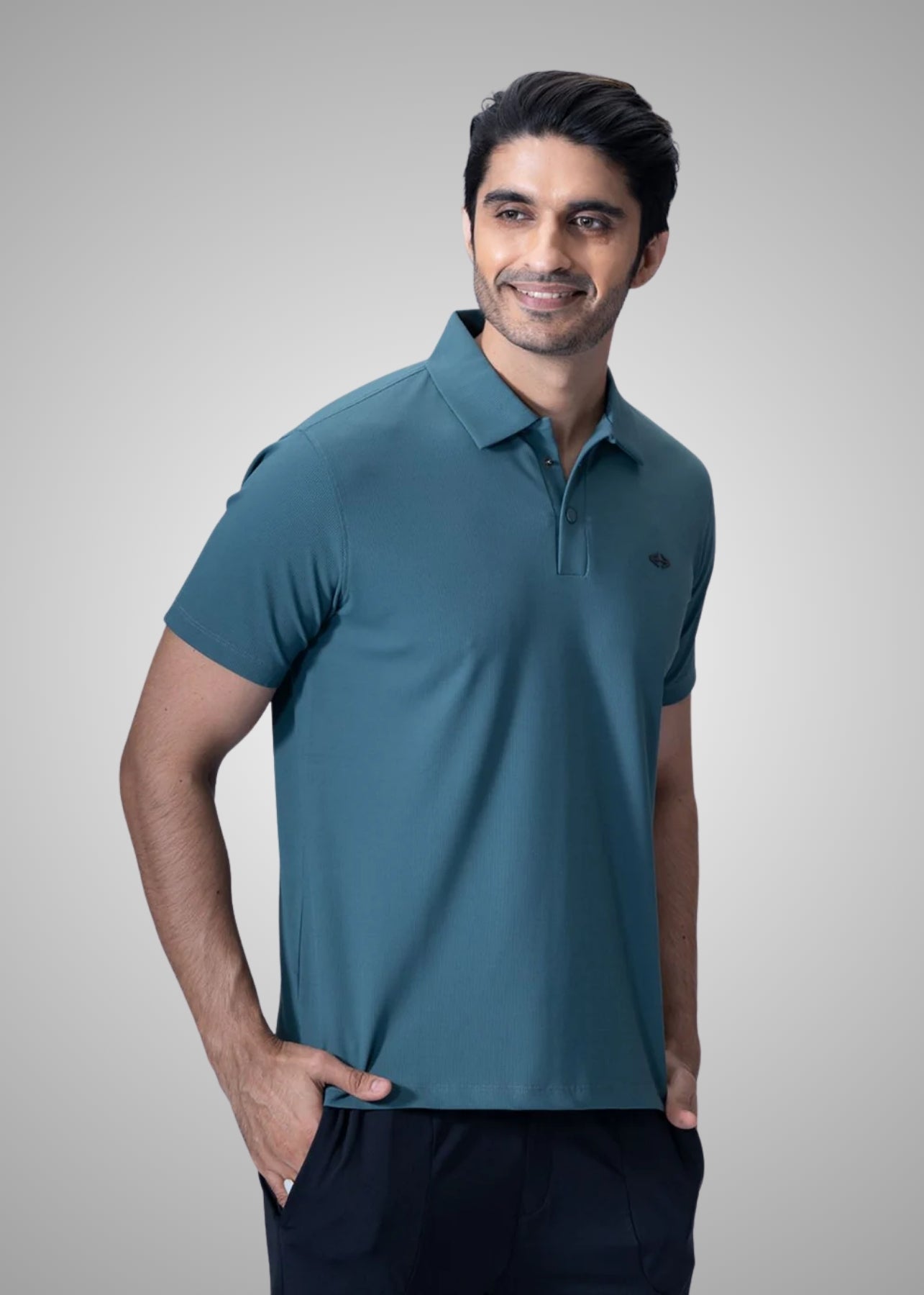Men Active Polo Tshirt Teal Green - 1
