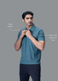 Men Active Polo Tshirt Teal Green - 2