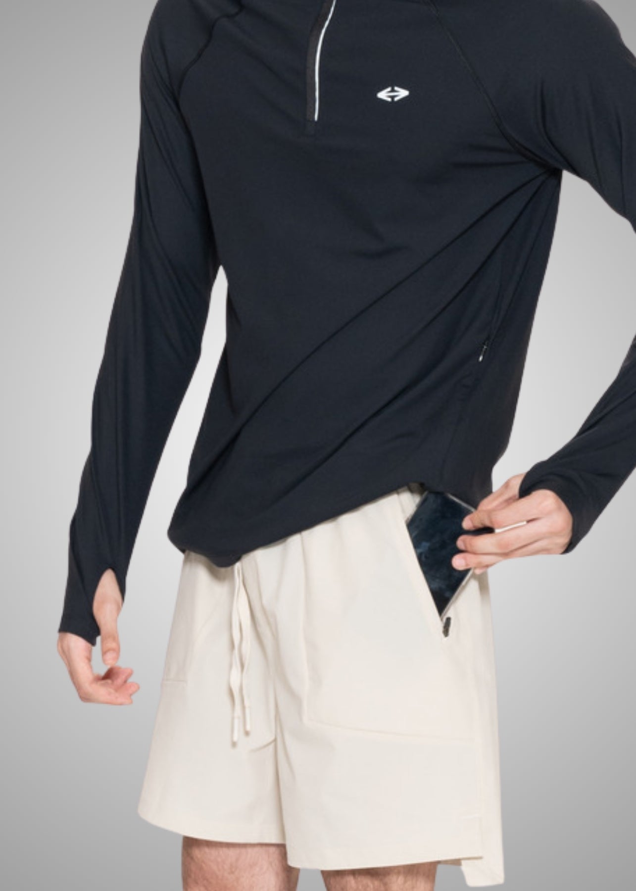 Men Lightweight Active Shorts Oatmeal - 1