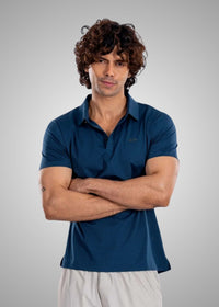 Men Slim Fit Polo Tshirt Sea Blue - 1