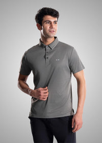 Men Slim Fit Bonded Polo Tshirt Charcoal Grey - 1