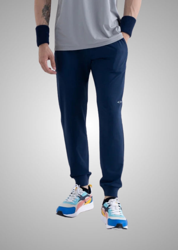 Men Ribbed Waistband Joggers Navy Blue - 1