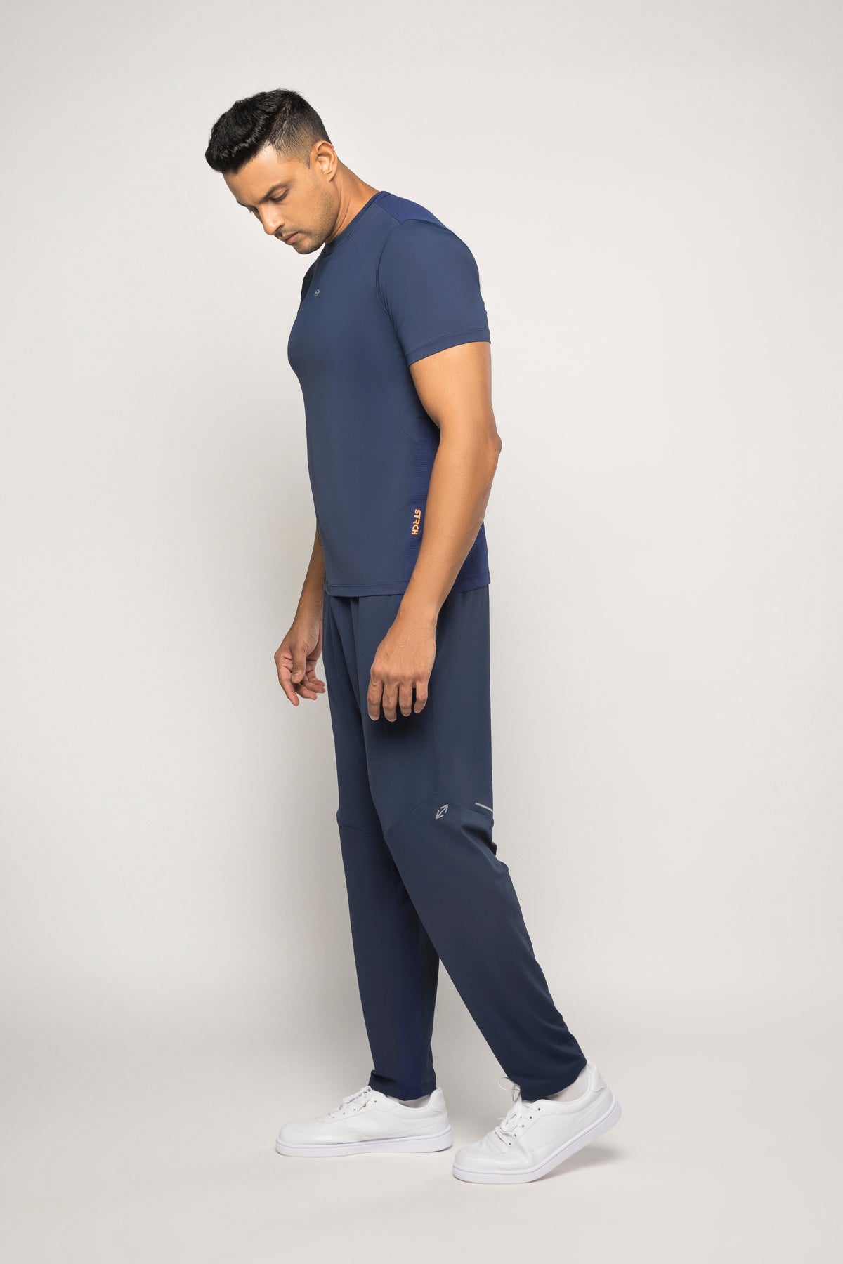 Men 4 Way Stretch Training Tee Navy Blue - 3