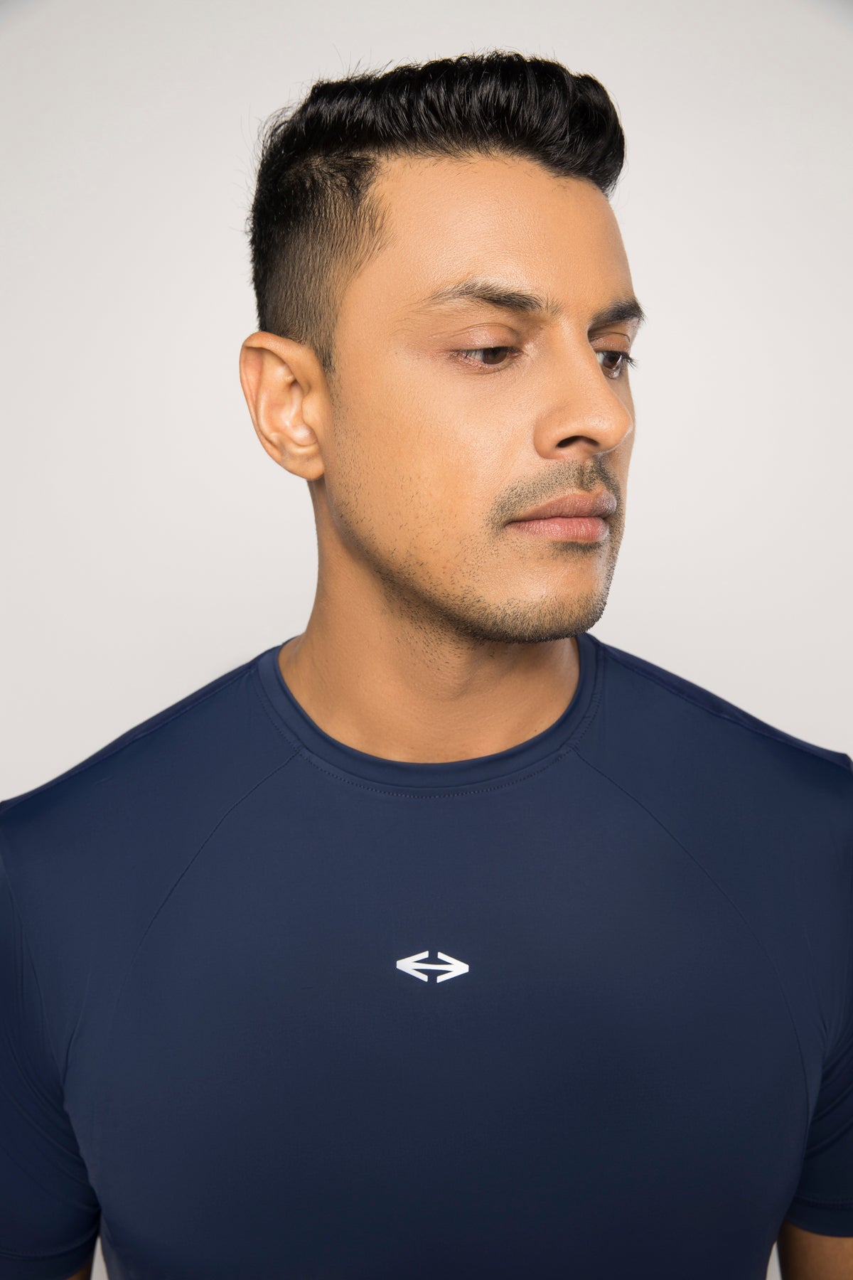 Men 4 Way Stretch Training Tee Navy Blue - 4
