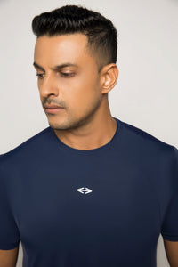 Men 4 Way Stretch Training Tee Navy Blue - 1