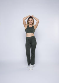 Women Gym Flare Pants - Dark Green - 4