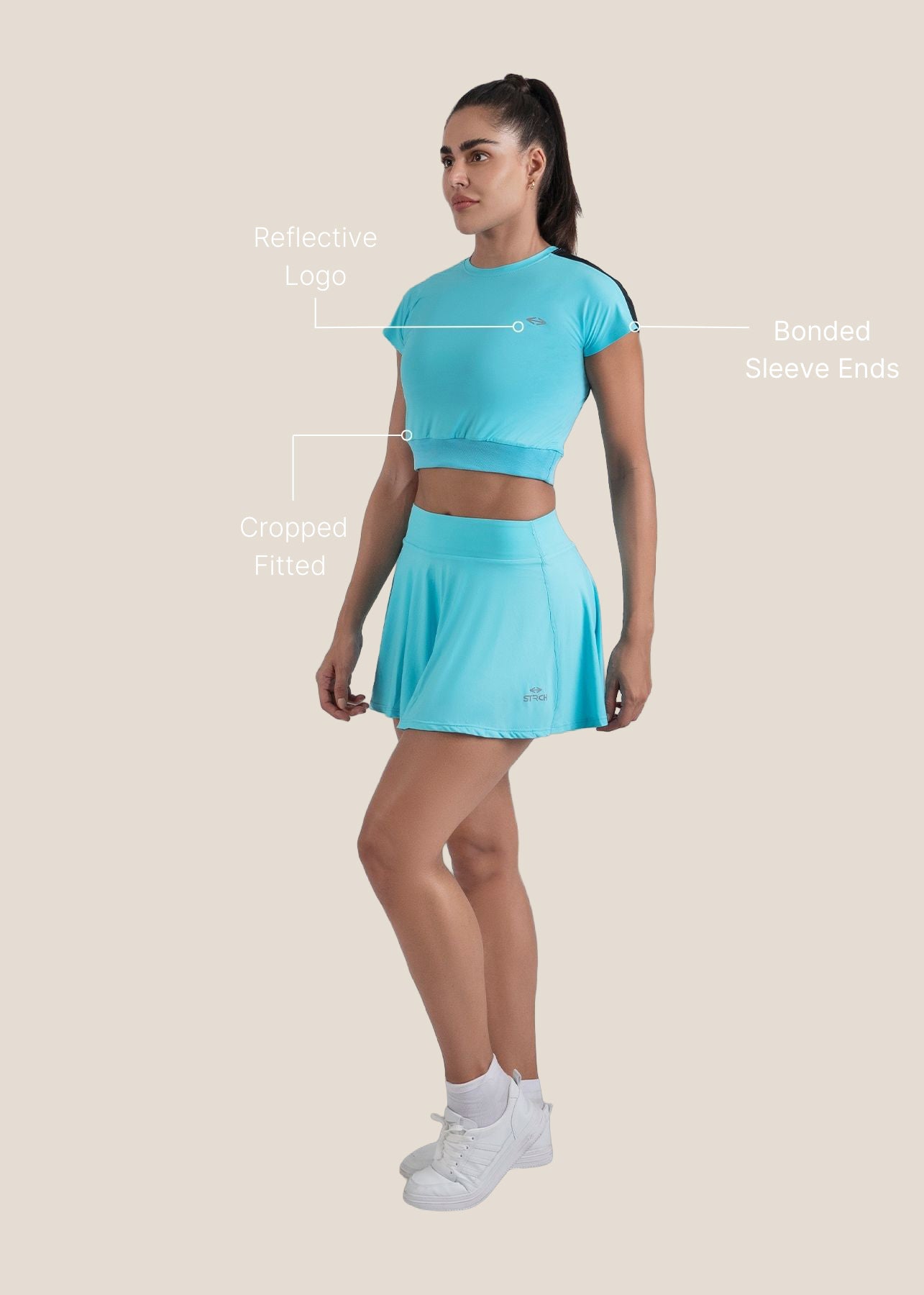 Gym core Cropped Tee - Cyan Blue