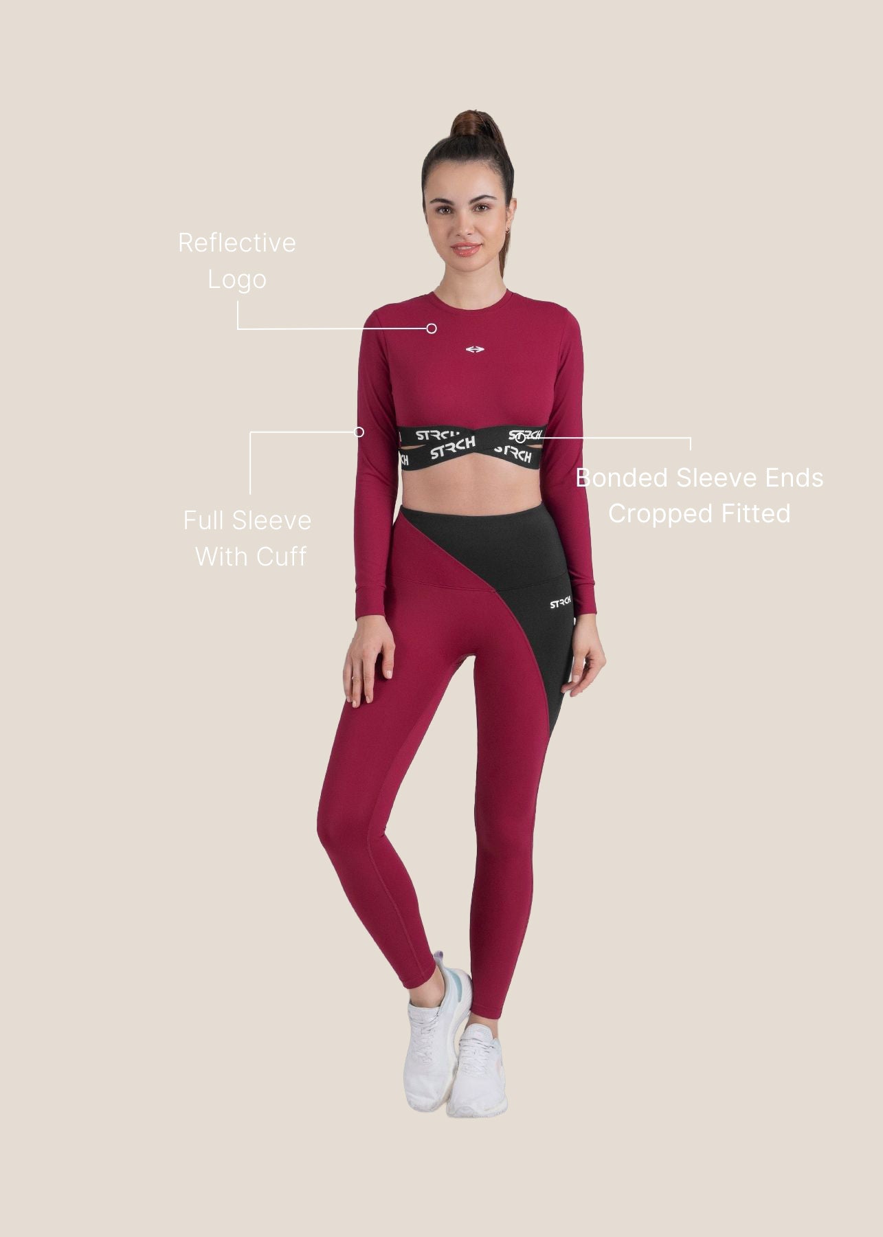 StrchFlex Sculpted Training Crop Top - Maroon - 3