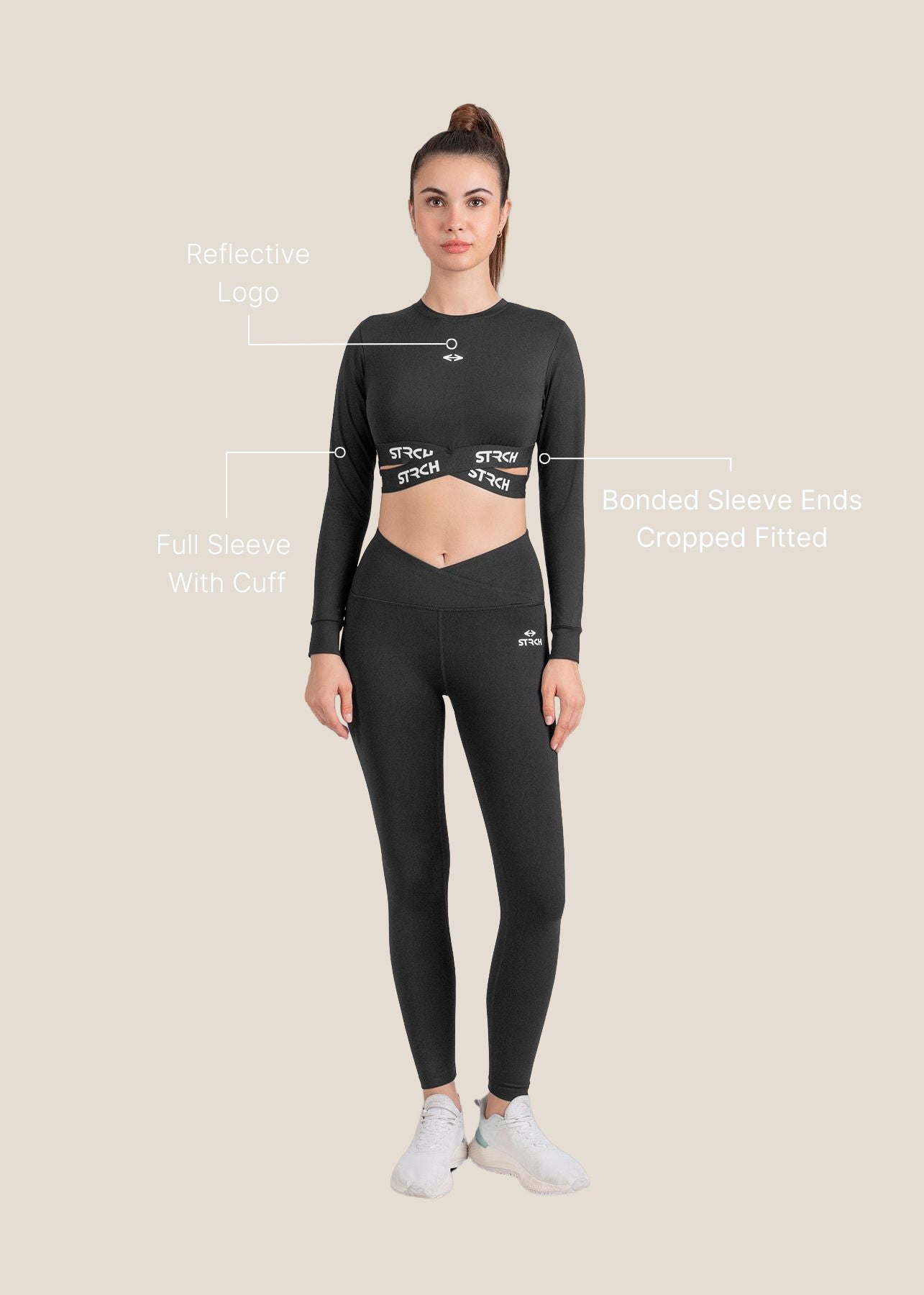 StrchFlex Sculpted Training Crop Top - Black