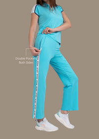 Women Dual Pocket Track Pants - Cyan Blue - 3