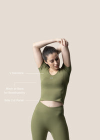 Strch Flex Crop Top - Olive - 3
