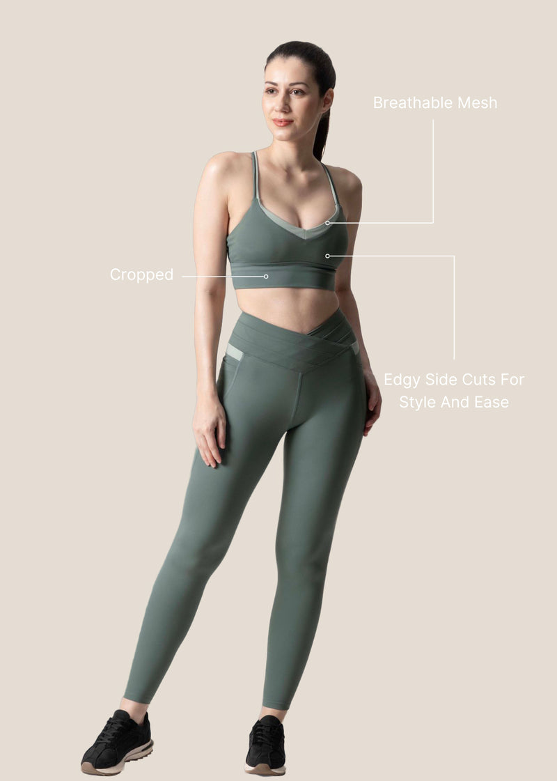 Double Up Power Leggings - Sage Green