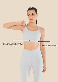 Women Adjustable Strap Gym Bra - Powder Blue - 3
