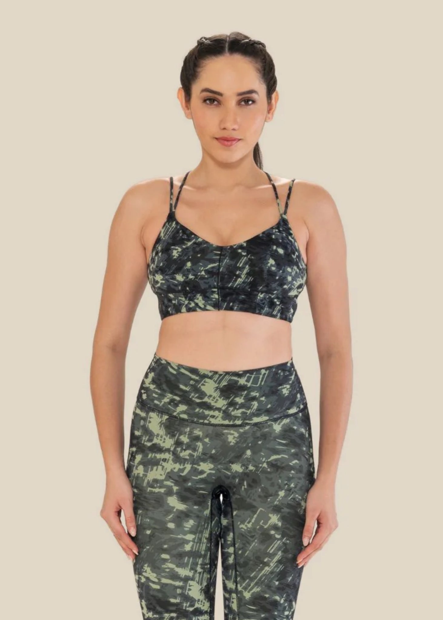 Low Impact Printed Sports Bra - Dusty Green