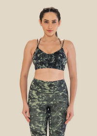Low Impact Printed Sports Bra - Dusty Green