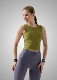 Workout Essential Fitted crop top - Wood Green - 1