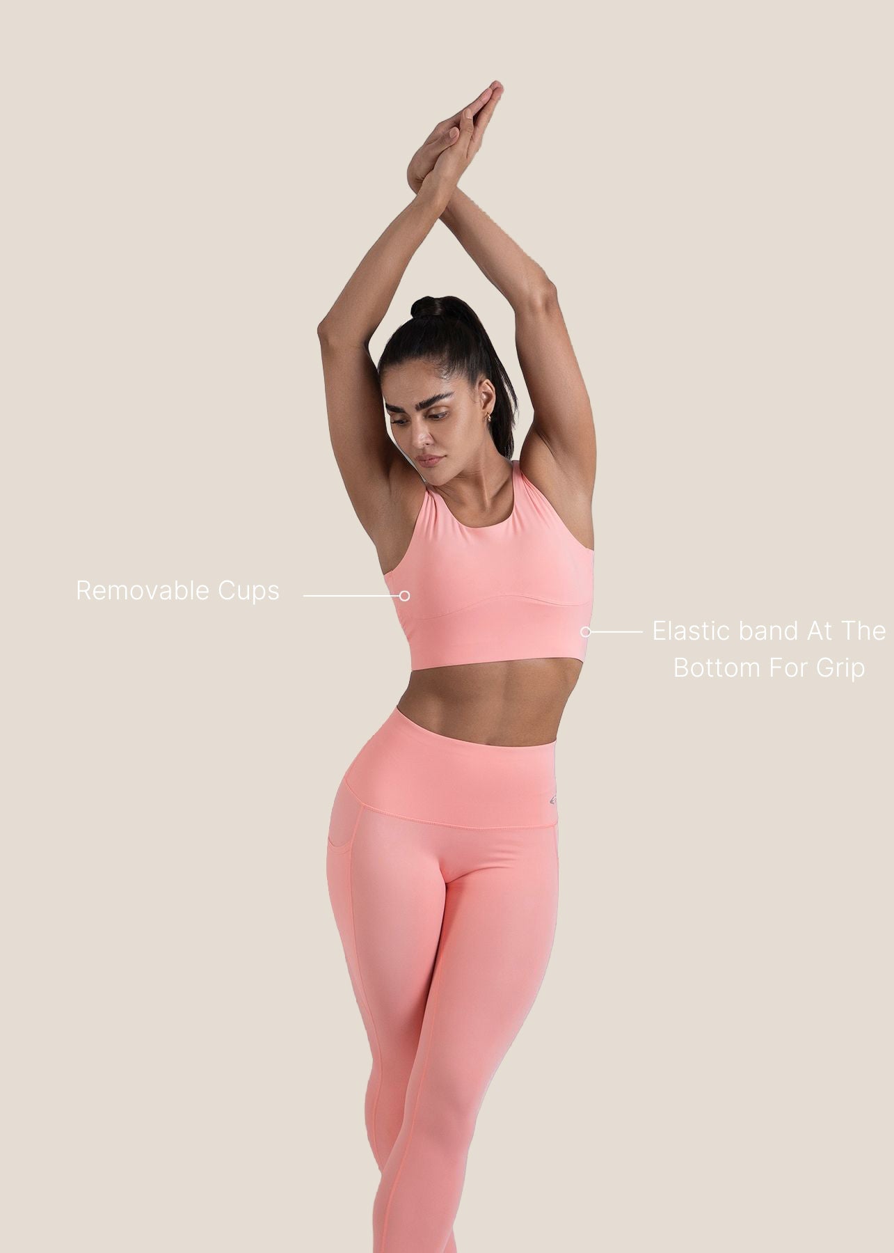 High Impact full coverage sports bra - Peach