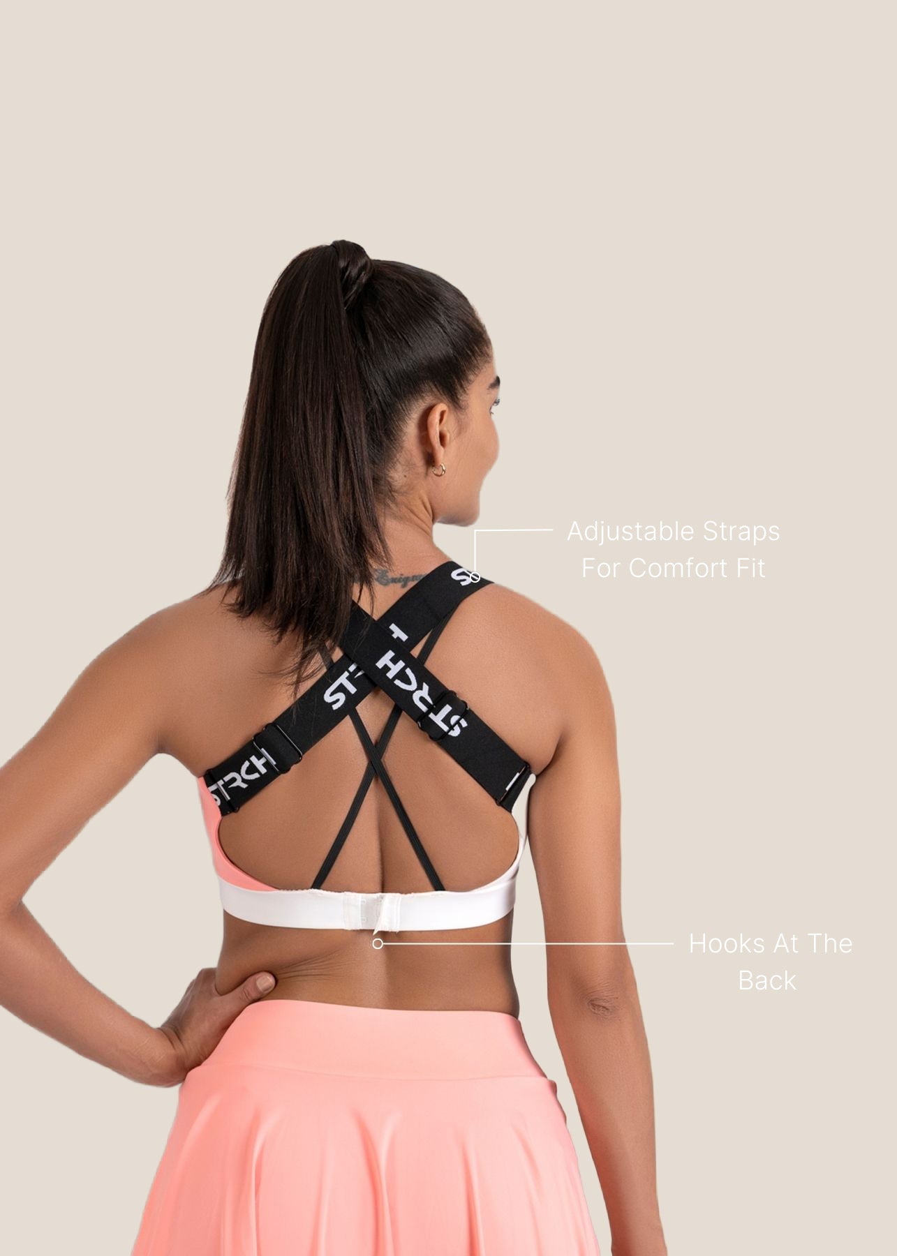 StrchFlex Medium support sports bra - Peach - 3