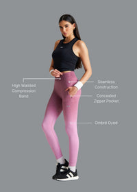 Women Seamless Ombre Leggings - Hawthorn Rose - 3