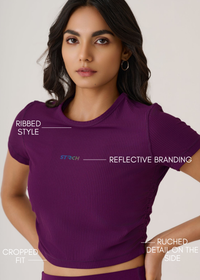 PlayCore Ribbed Tee-Midnight Purple