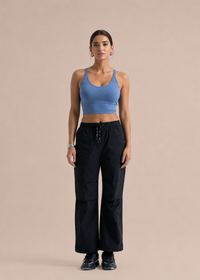Seamless open Back Sports Bra - Coronet Blue