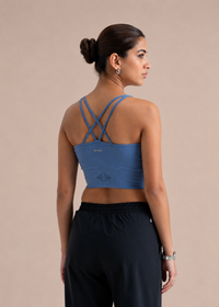 Seamless open Back Sports Bra - Coronet Blue