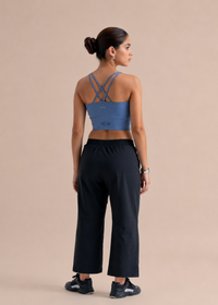 Seamless open Back Sports Bra - Coronet Blue