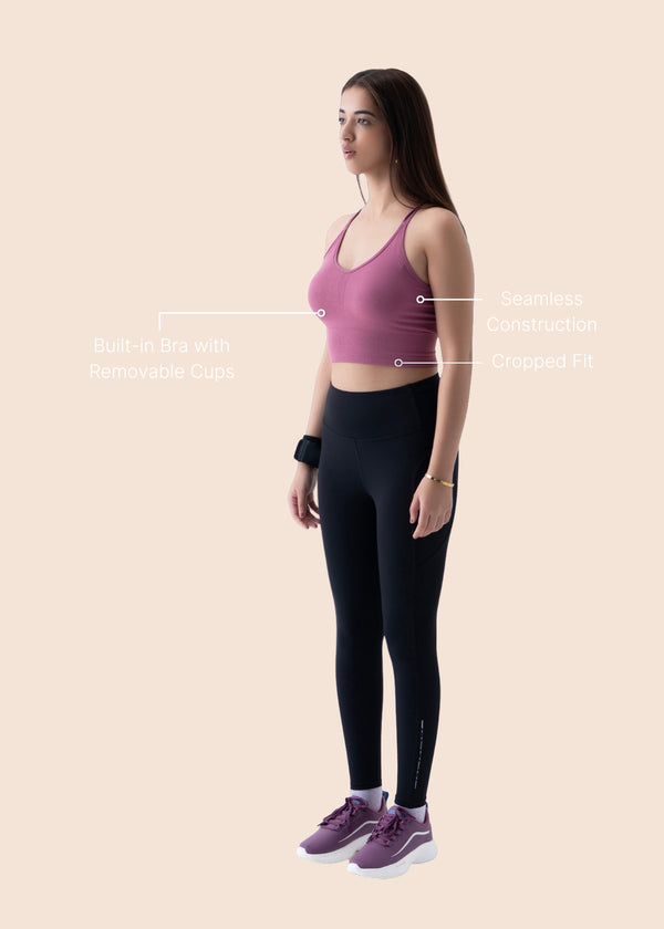 Seamless open Back Sports Bra - Hawthorn Rose - 4