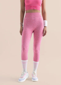 Women Seamless Flare Workout Leggings - Pink - 1