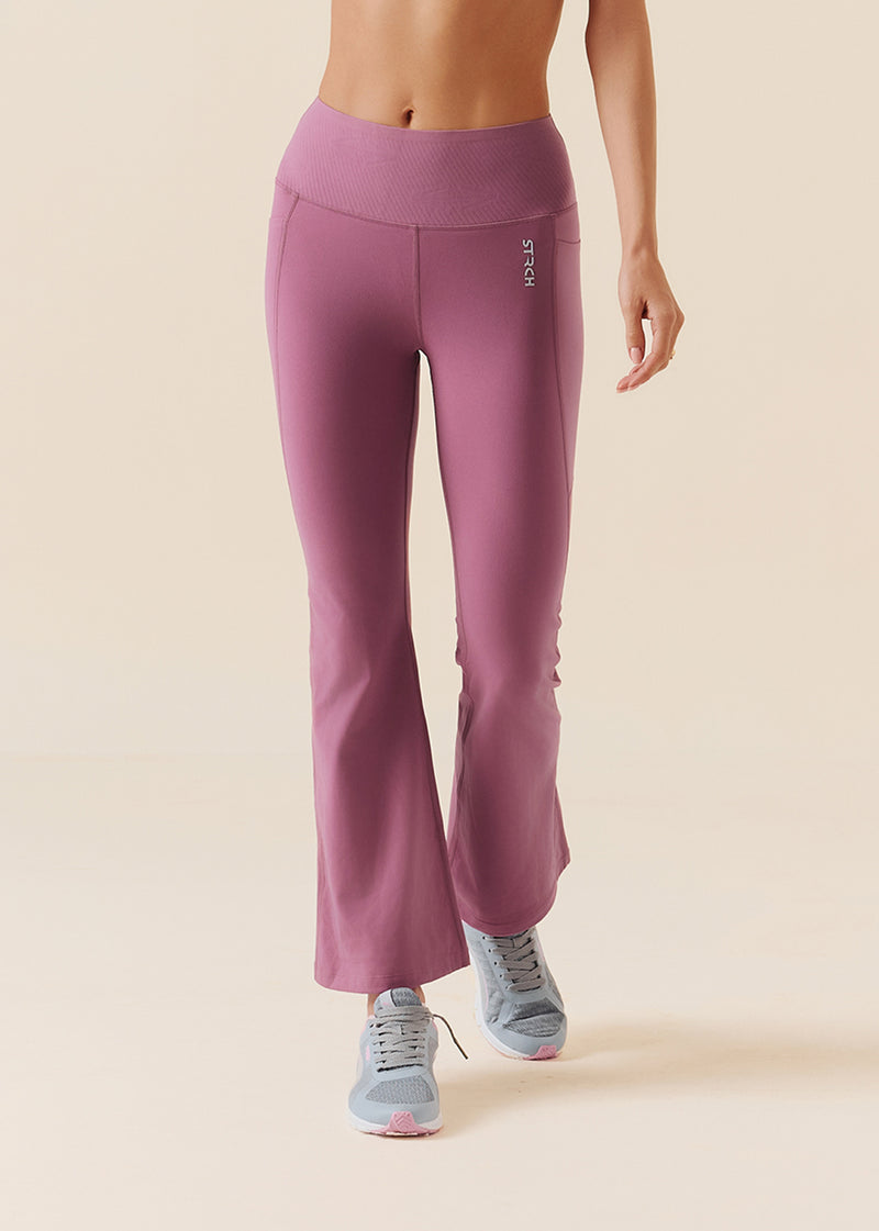 Women Pocket Flare Leggings - Grape Nector