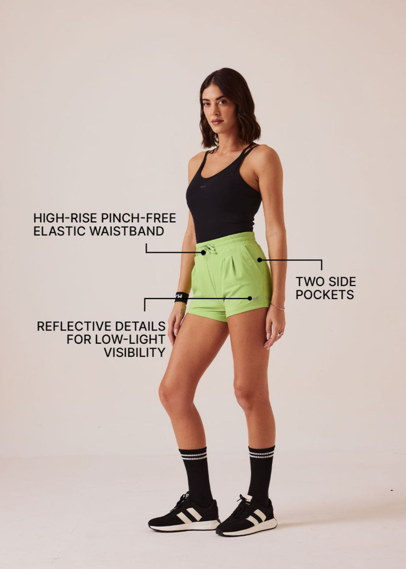 Women Pocket Workout Shorts - Pear green