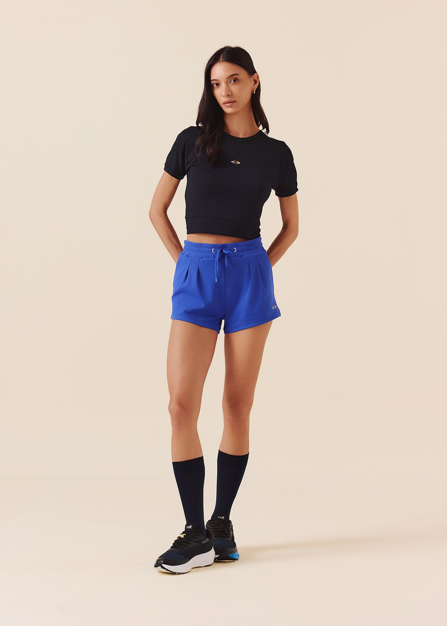 Women Pocket Workout Shorts - Dazzling Blue - 2
