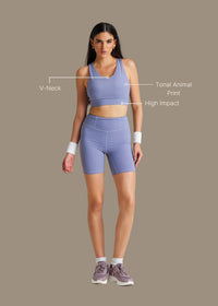 High Impact Leopard Embossed Sports bra - Purple Haze - 3
