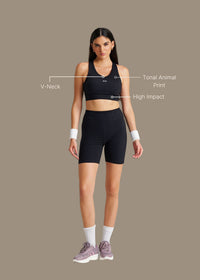 High Impact Leopard Embossed Sports bra - Black - 3