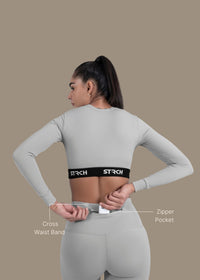 Criss-cross wasitband Leggings - Grey - 3