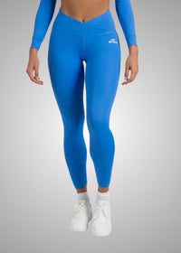 Criss-cross wasitband Leggings - Blue - 7