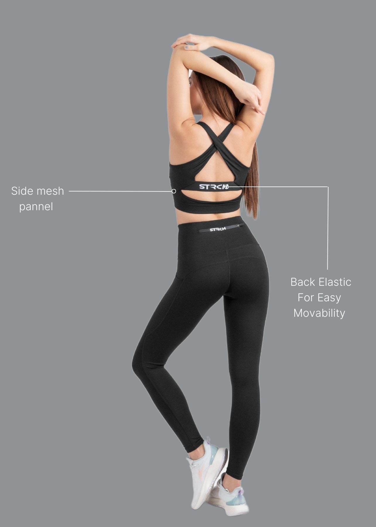 High Support Cross back sports bra - Black - 2